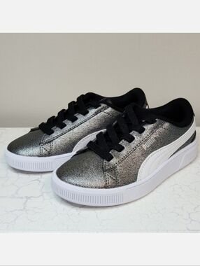 Puma Stretch Lace Slip-On Silver Sneakers, Size 13 ~ NWOT